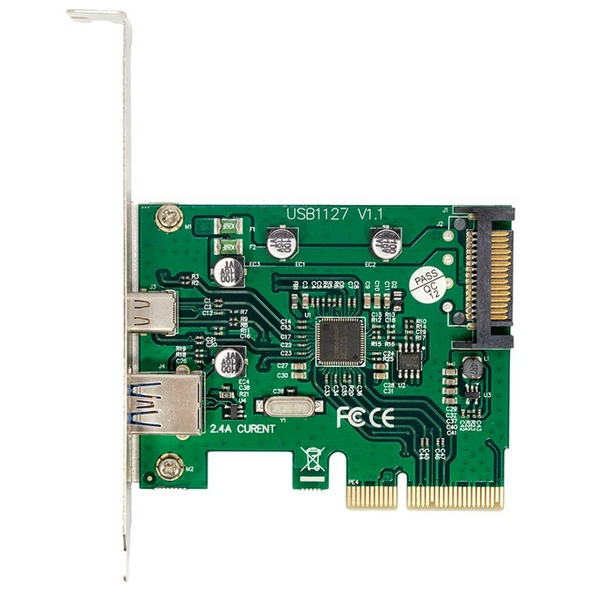 Плата розширення Frime PCI-E x1, 1xUSB 3.1 Gen2 / 1xType-C, чіп ASM1142, живлення SATA (ECF-PCIEtoUSB009.LP)
