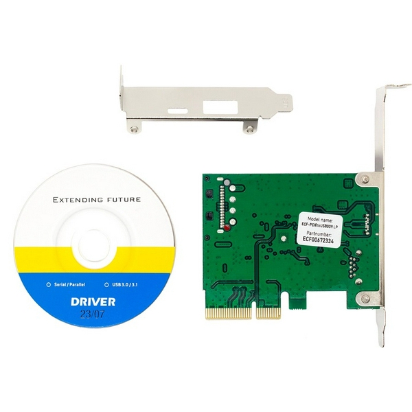 Плата розширення Frime PCI-E x1, 1xUSB 3.1 Gen2 / 1xType-C, чіп ASM1142, живлення SATA (ECF-PCIEtoUSB009.LP) - 4