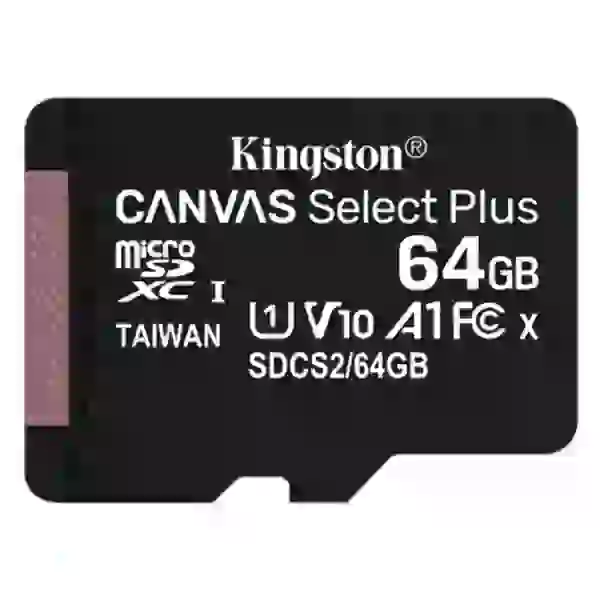 Карта пам'яті microSDXC, 64Gb, Kingston Canvas Select Plus, Class10 UHS-I U1 V10, SD адаптер, до 100 МБ/с (SDCS2/64GB) - 2