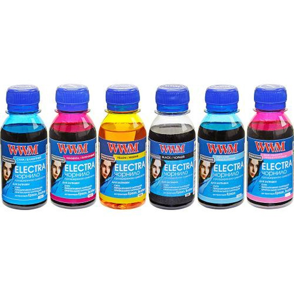 Комплект чорнил WWM Epson Electra Black, Cyan, Magenta, Yellow, Light Cyan, Light Magenta, 100 мл (ELECTR.SET62)