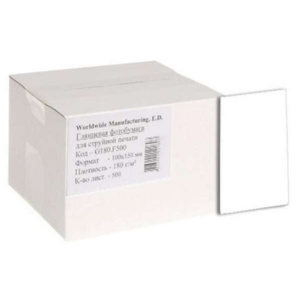 Фотопапір WWM, глянсовий, A6 (10х15), 180 г/м², 500 арк (G180.F500)