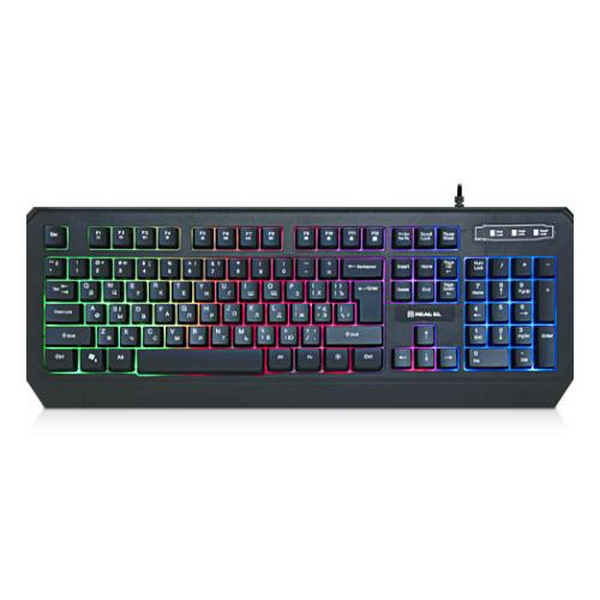 Клавіатура REAL-EL Comfort 7001 Backlit, Black, USB, мембранна, підсвічування клавіш з регулюванням рівня яскравості, 104 кнопки
