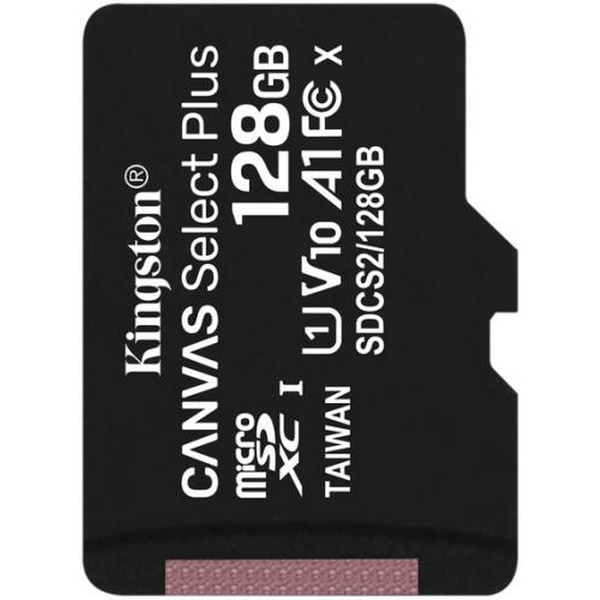 Карта пам'яті microSDXC, 128Gb, Kingston Canvas Select Plus, Class10 UHS-I U1 V10 A1, без адаптера, до 100 МБ/с (SDCS2/128GBSP)