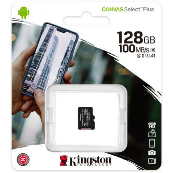 Карта пам'яті microSDXC, 128Gb, Kingston Canvas Select Plus, Class10 UHS-I U1 V10 A1, без адаптера, до 100 МБ/с (SDCS2/128GBSP) - 3