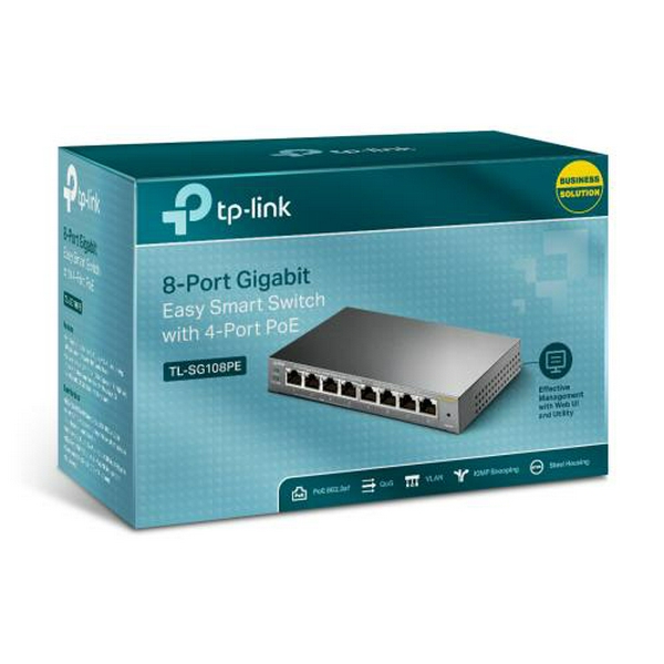 Комутатор TP-LINK TL-SG108PE, 8x100/1000 Mb/s, керований - 5