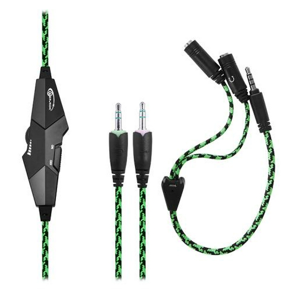 Навушники Gemix X-350 Gaming Black/Green, 2 x Mini jack (3.5 мм), накладні, кабель 2.4 м - 2