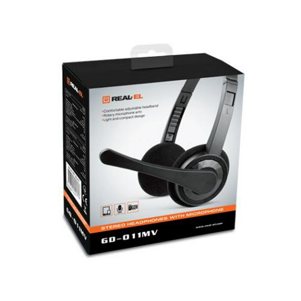 Навушники REAL-EL GD-011MV, Black, 2 x Mini jack 3.5 мм, накладні, поворотний мікрофон, кабель 1.5 м (GD-011MV) - 3