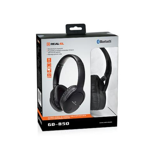 Навушники REAL-EL GD-850, Black, Bluetooth V4.2, Mini jack, накладні, мікрофон (GD-850) - 6
