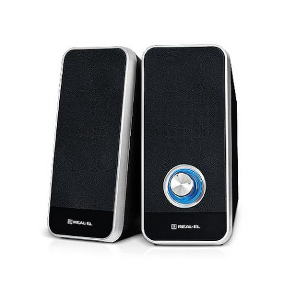Колонки 2.0 REAL-EL S-80 Black, 2 x 3 Вт, пластиковий корпус, живлення от USB, керування спереду (S-80)