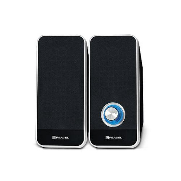 Колонки 2.0 REAL-EL S-80 Black, 2 x 3 Вт, пластиковий корпус, живлення от USB, керування спереду (S-80) - 2