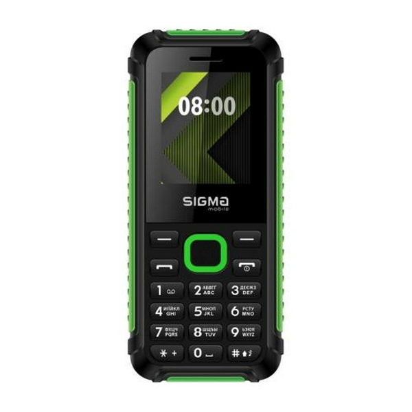 Мобільний телефон Sigma mobile X-style 18 Track, Black/Green, 2 Mini-SIM, дисплей 1.77" кольоровий (128x160), моноблок, підтримка microSD (max 32GB), FM, 1000 mAh