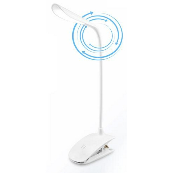 Лампа настільна ColorWay Flexible & Clip, White, із вбудованим акумулятором, сенсорне керування, 14 LED SMD, 115 лм, 500 mAh (CW-DL04FCB-W) - 3