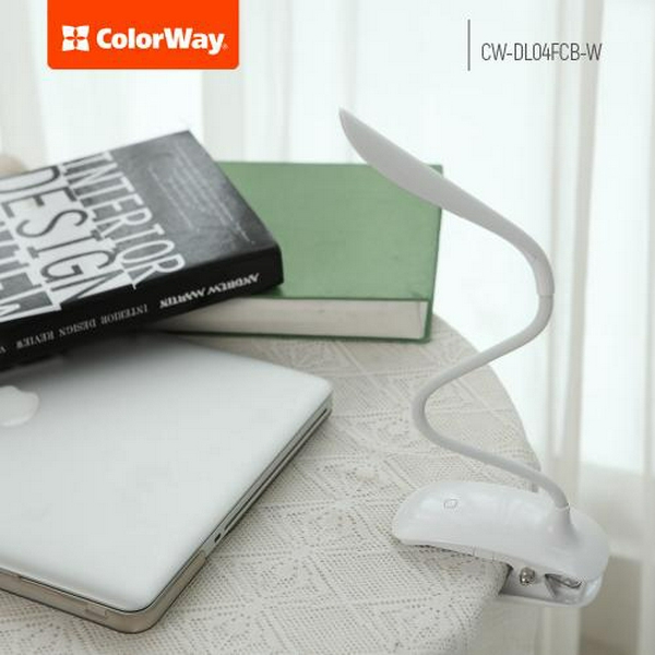 Лампа настільна ColorWay Flexible & Clip, White, із вбудованим акумулятором, сенсорне керування, 14 LED SMD, 115 лм, 500 mAh (CW-DL04FCB-W) - 7
