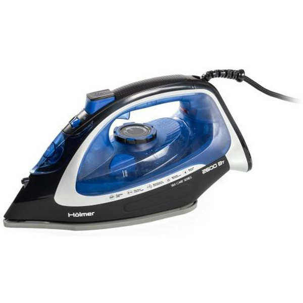 Праска Holmer HIC-2640, Blue/Black, 2600W, кераміка, паровий удар 140 г/хв, постійна подача пари 40 г/хв, вертикальне відпарювання, очищення від накипу