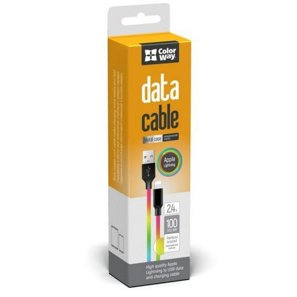 Кабель USB AM - Lightning, 1 м, Mix, ColorWay, 2.4A (CW-CBUL016-MC) - 3