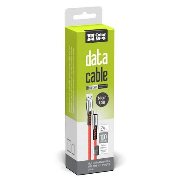 Кабель USB 2.0 AM - microUSB (5P), 1 м, Red, ColorWay, 2.4A (CW-CBUM011-RD) - 3