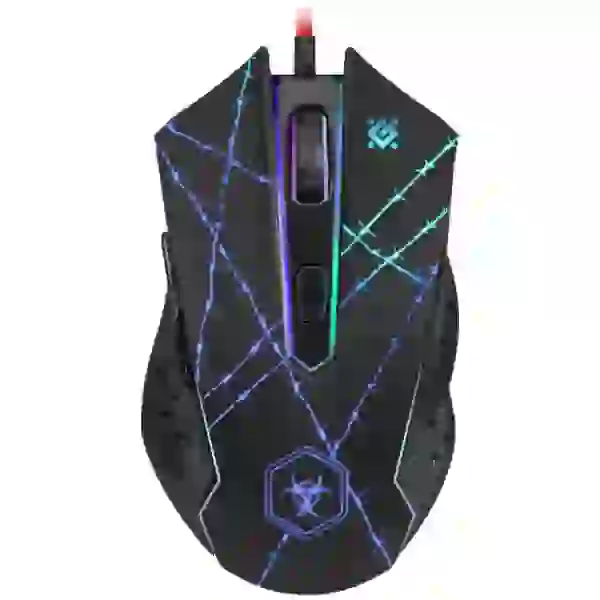 Миша Defender Forced GM-020L, Black, USB, оптична, 1200/1600/2400/3200 dpi, 5 програмованих кнопок, підсвічування, що переливається, редактор макросів, 1.5 м, килимок в комплекті (52020)