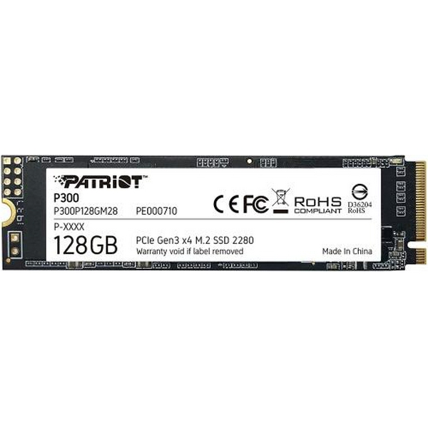 Твердотільний накопичувач SSD 128Gb, Patriot P300, PCI-E 3.0 x4, M.2 2280, 3D TLC, 1600/600 MB/s (P300P128GM28)