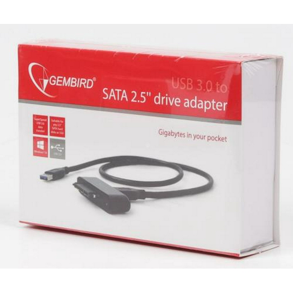Адаптер USB Cablexpert, Black, USB 3.0 - SATA, 1 м, чіпсет JMS578 (AUS3-02) - 6