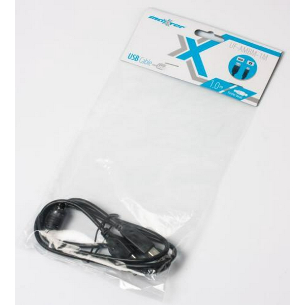 Кабель USB 2.0 AM - USB BM, 1 м, Black, Maxxter, феритовий фільтр (UF-AMBM-1M) - 2