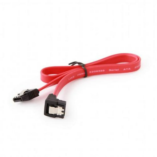 Кабель SATA, Red, 10 см, Cablexpert, кутовий роз'єм, із засувками (CC-SATAM-DATA90-0.1M) - 2