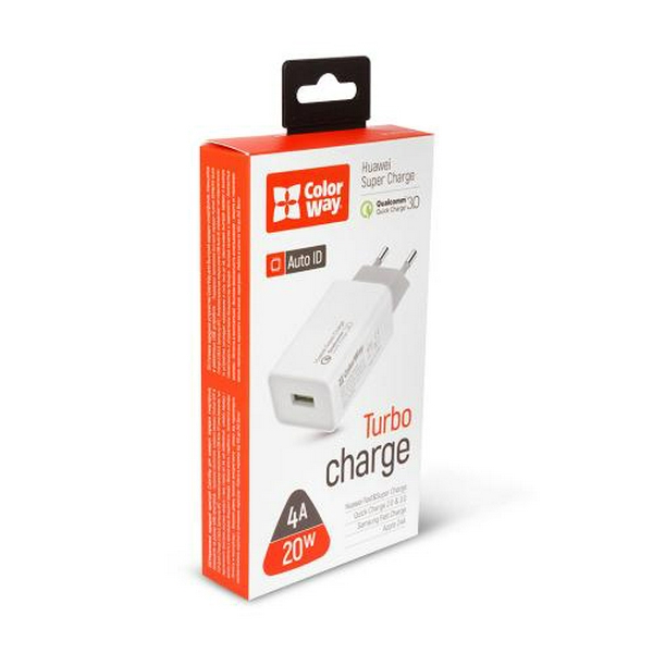 Мережевий зарядний пристрій ColorWay, White, 20 Вт, 1xUSB (QC3.0), Auto ID (CW-CHS014Q-WT) - 6
