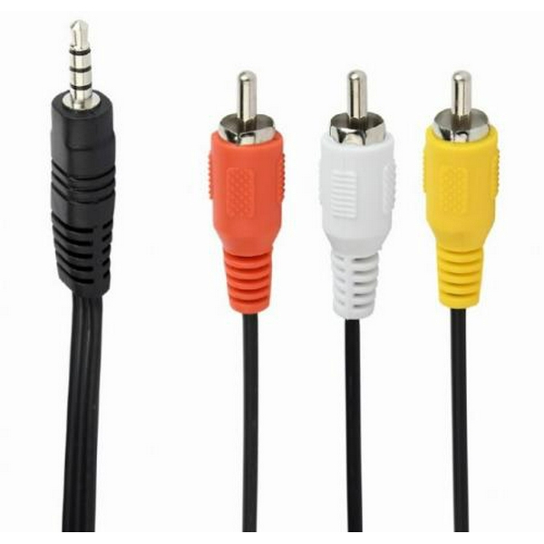 Кабель-перехідник звуковий, 3.5 мм (M) - 3xRCA (M), 2 м, Black, Cablexpert (CCA-4P2R-2M)