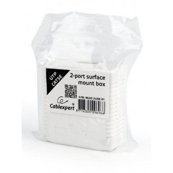 Розетка RJ45 (мережева), 2-портова UTP, біла, 5E категорія, Cablexpert (NCAC-2U5E-01) - 3