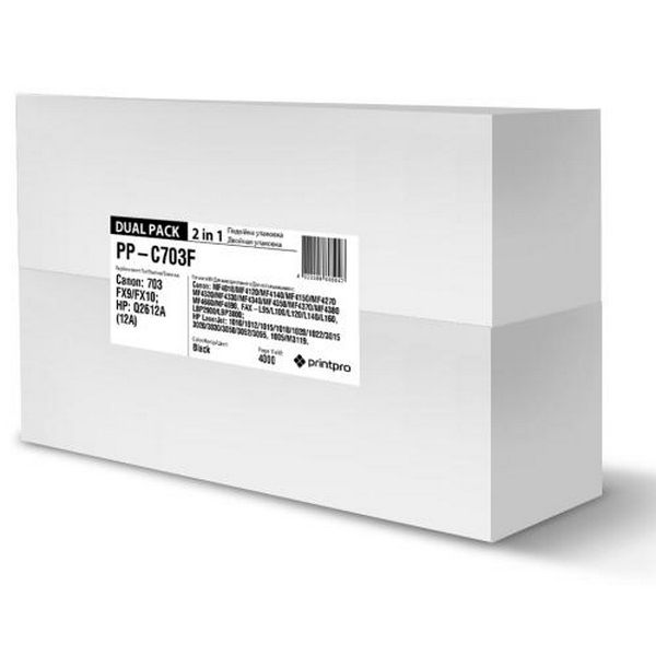 Картридж Canon 703, Black, LBP-2900/3000, 2000 стор, PrintPro, Dual Pack (PP-C703F)