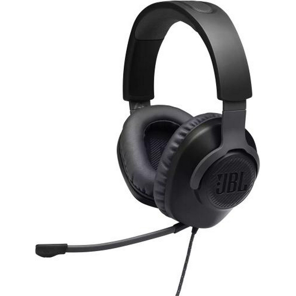 Навушники JBL Quantum 100, Black, 3.5 мм, мікрофон, динаміки 40 мм, технологія "QuantumSOUND Signature", 1.2 м (JBLQUANTUM100BLK)