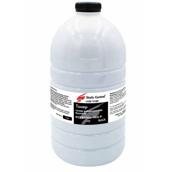 Тонер Kyocera TK-120/TK-130/TK-140/TK-160/TK-170/TK-435/TK-1130/TK-1140/TK-3100/TK-3110/TK-3130/TK-4105, Black, 1 кг, Static Control (KYTKUNIV-1KG-P)