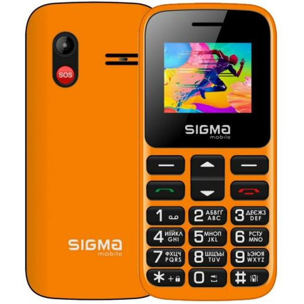 Мобільний телефон Sigma mobile Comfort 50 HIT2020 Orange "бабусефон", Dual Sim, дисплей 1.77" кольоровий (128x160), моноблок, MTK6261, підтримка microSD (max 32Gb), FM-радіо, ліхтарик, BT, Cam 0.3Mp, 1450 mAh, 56.1 x 120.2 x 11.9  мм, 90 г