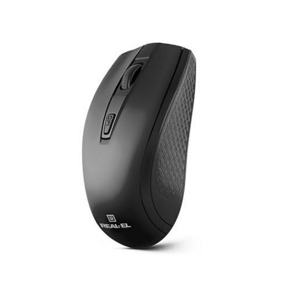 Миша REAL-EL RM-308 Wireless, Black, бездротова, USB, оптична, 1600 dpi, 4 кнопки, 2xAAA (RM-308) - 2