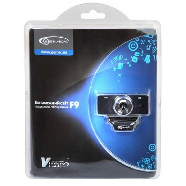Веб-камера Gemix F9 Black, 1.3 Mpx, 640x480, USB 2.0, вбудований мікрофон (F9 Black) - 3