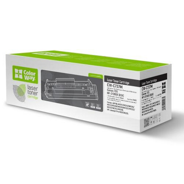 Картридж Canon 737, Black, MF211/212/216/217/226/229, 2400 стор, ColorWay (CW-C737M)