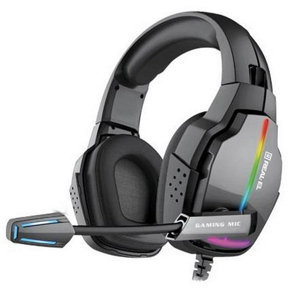 Навушники REAL-EL GDX-7680, Black, Mini jack + USB, накладні, мікрофон, кабель 2.2 м (GDX-7680)