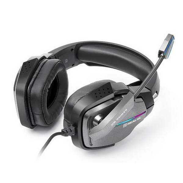 Навушники REAL-EL GDX-7680, Black, Mini jack + USB, накладні, мікрофон, кабель 2.2 м (GDX-7680) - 2