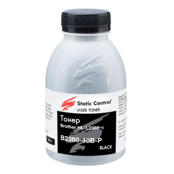 Тонер Brother HL-L2300/L2340/L2360/L2365/L2380, DCP-L2500/L2520/L2540/L2560, MFC-L2700/L2720/L2740, 40 г, Static Control (B2360-40B-P)