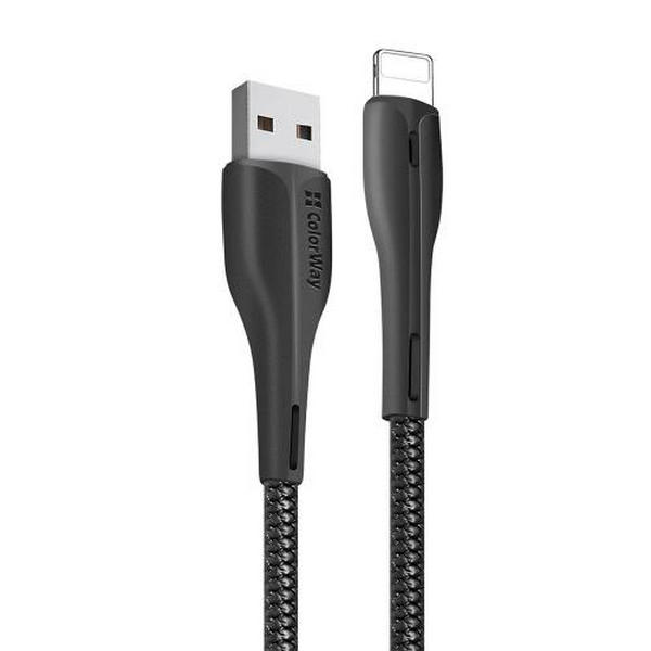Кабель USB AM - Lightning, 1 м, Black, ColorWay, 2.4A, LED індикатор (CW-CBUL034-BK) - 2