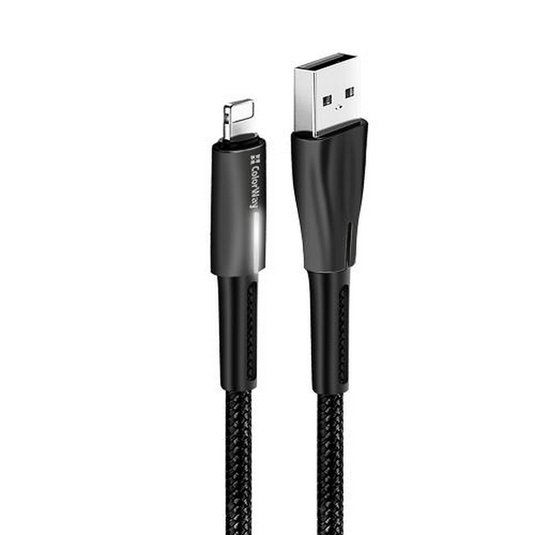 Кабель USB AM - Lightning, 1 м, Black, ColorWay, 2.4A (CW-CBUL035-BK) - 2