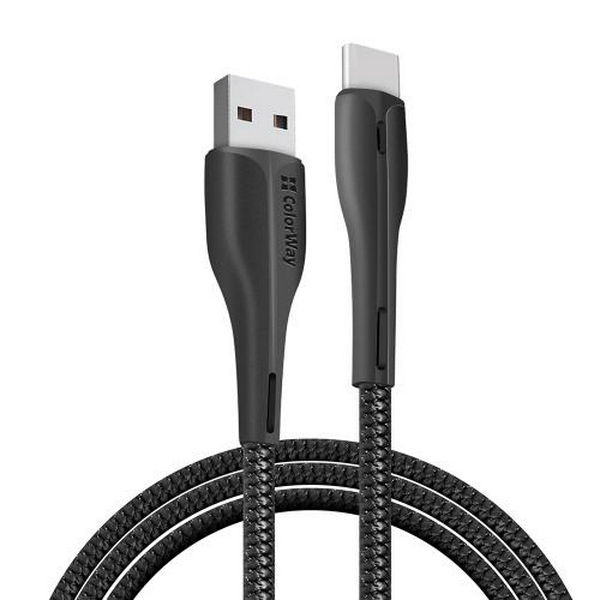 Кабель USB AM - Type-C, 1 м, Black, ColorWay, 2.4A (CW-CBUC034-BK)
