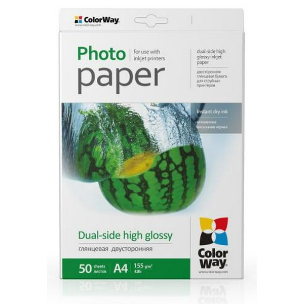 Фотопапір ColorWay, глянсовий, двосторонній, A4, 155 г/м², 50 арк (PGD155050A4) - 2