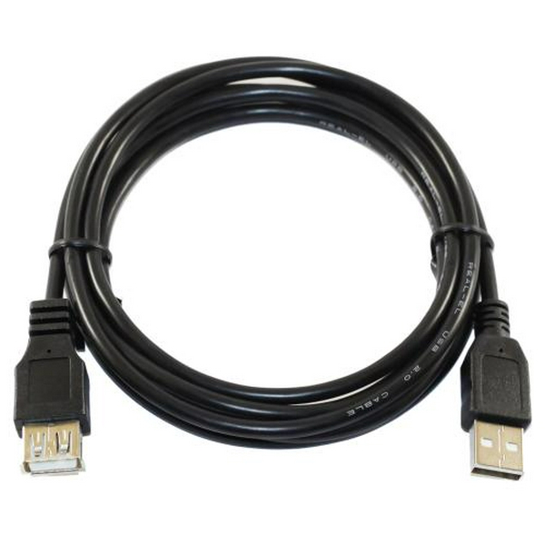 Кабель USB 2.0 AM - USB AF, 2 м, Black, REAL-EL (EL123500028)