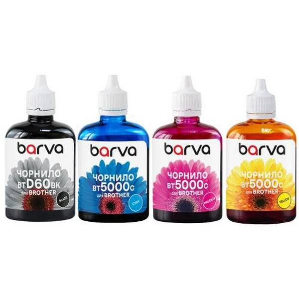 Комплект чорнил Barva Brother BT-D60/BT5000, DCP-T310/T510W/T710W, Black / Cyan / Magenta / Yellow, 4 x 100 мл (BBTD60-100-MP)