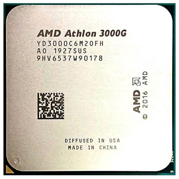 Процесор AMD (AM4) Athlon 3000G, Tray, 2x3.5 ГГц, Radeon Vega 3, L3 4Мб, Picasso, 12 нм, TDP 35 Вт (YD3000C6M2OFH)