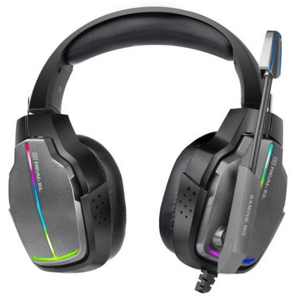 Навушники REAL-EL GDX-7780 Surround 7.1, Black, RGB, USB, накладні, мікрофон, кабель 2.2 м  - 2
