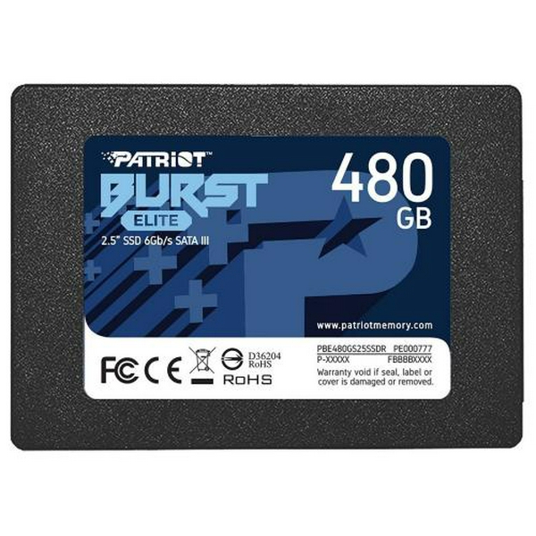 Твердотільний накопичувач SSD 480Gb, Patriot Burst Elite, SATA3, 2.5", 3D TLC, 450/320 МБ/с (PBE480GS25SSDR)