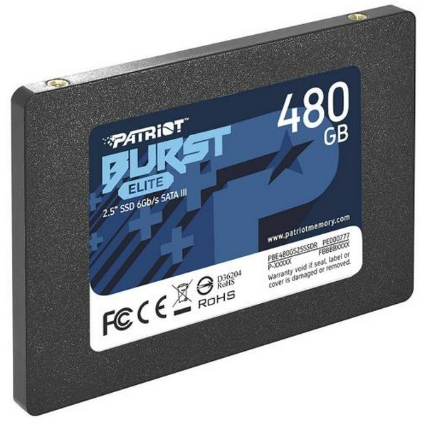Твердотільний накопичувач SSD 480Gb, Patriot Burst Elite, SATA3, 2.5", 3D TLC, 450/320 МБ/с (PBE480GS25SSDR) - 2