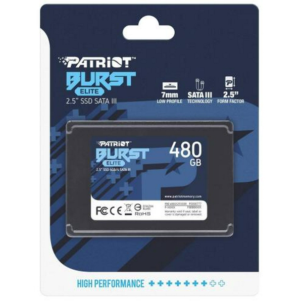 Твердотільний накопичувач SSD 480Gb, Patriot Burst Elite, SATA3, 2.5", 3D TLC, 450/320 МБ/с (PBE480GS25SSDR) - 3