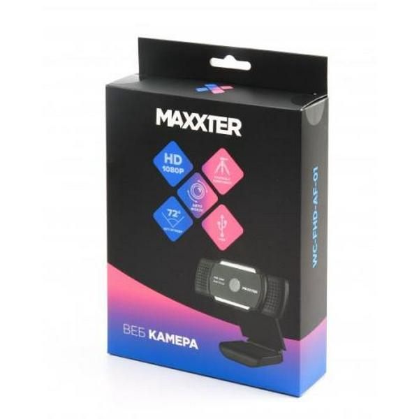 Веб-камера Maxxter WC-FHD-AF-01 Black, 1.3 Mpx, 1920x1080, Auto-Focus, USB 2.0, вбудований мікрофон, (WC-FHD-AF-01) - 8